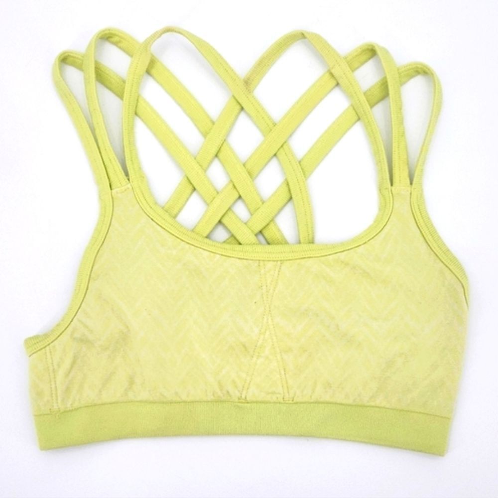 Athleta Sports Bra Size Small Womens Green Yellow Strappy Criss-cross Activewear